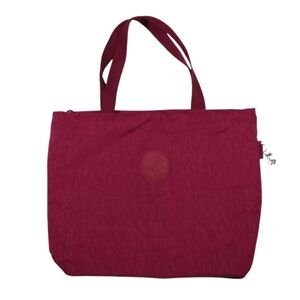 LING KUB Lightweight Nylon Large Zipper Tote Handbag Raspberry Red New